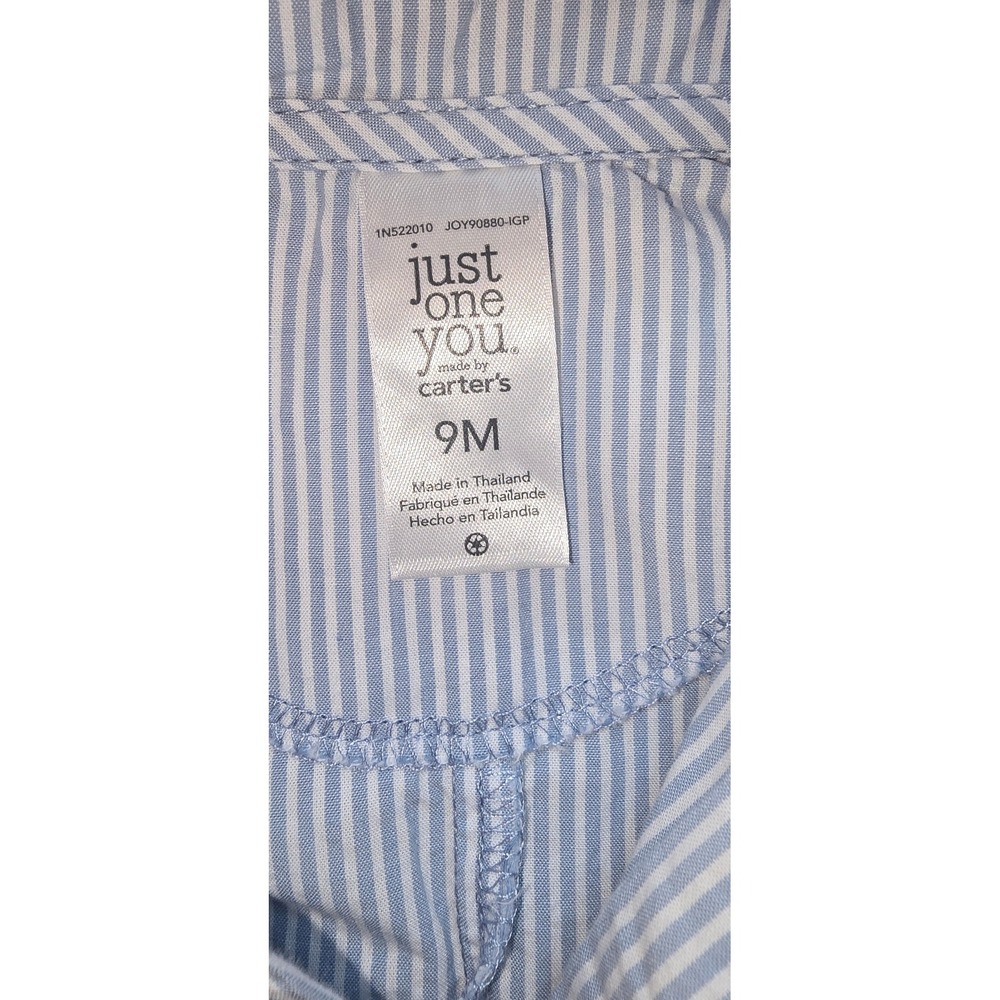 Just One You by Carters Baby Boy Blue White Striped Bunny Romper 9M 1N522010 - Picture 5 of 6